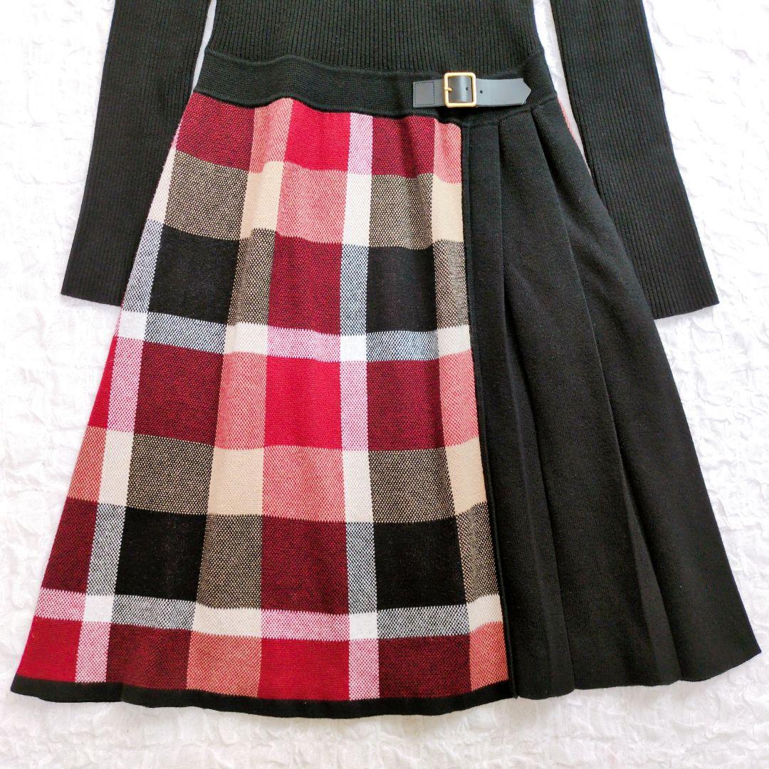 BLUE LABEL CRESTBRIDGE　ミモレ丈ニットワンピース　プリーツ