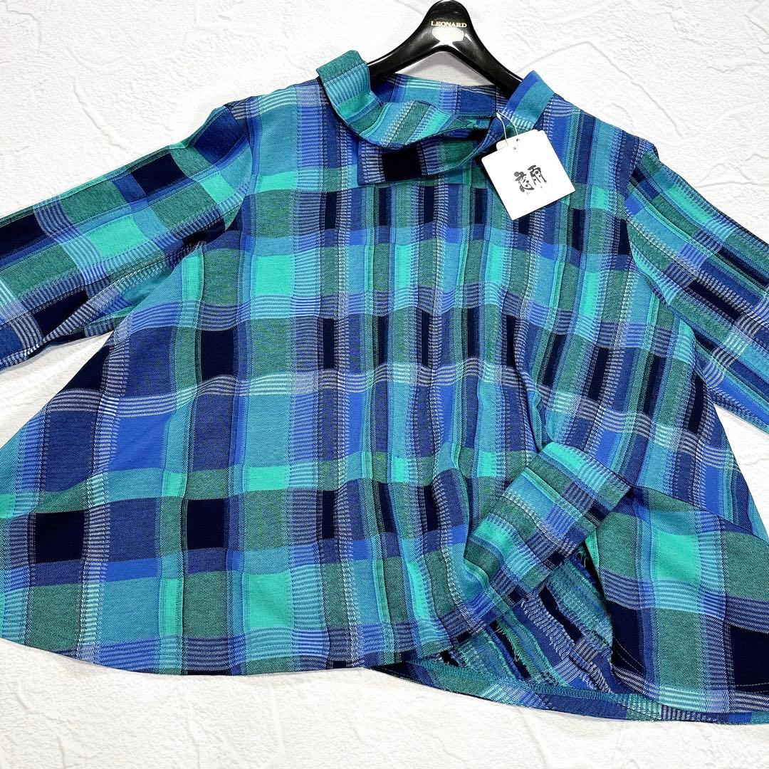 ✨タグ付き✨2025年　慈雨　センソユニコ　カットソー　変形　チェック　フレア