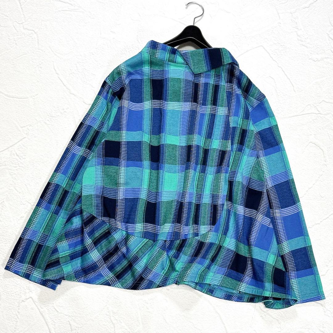 ✨タグ付き✨2025年　慈雨　センソユニコ　カットソー　変形　チェック　フレア