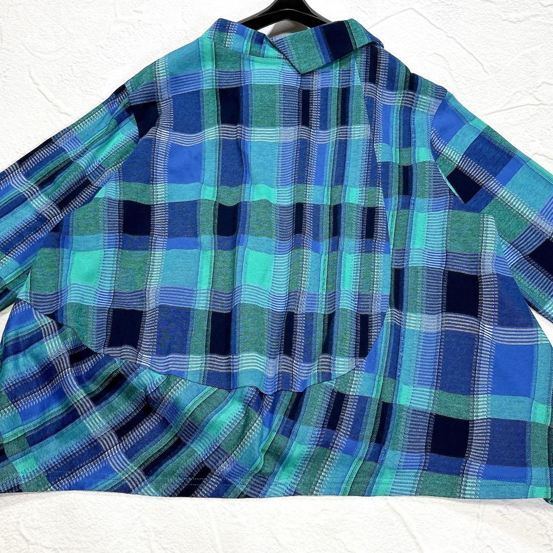 ✨タグ付き✨2025年　慈雨　センソユニコ　カットソー　変形　チェック　フレア