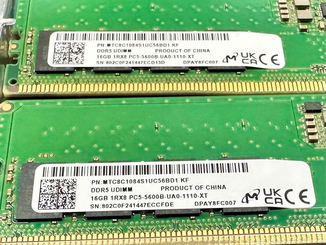 【中古】DDR5 メモリー 32GB(16GB×2枚) デスクトップ用