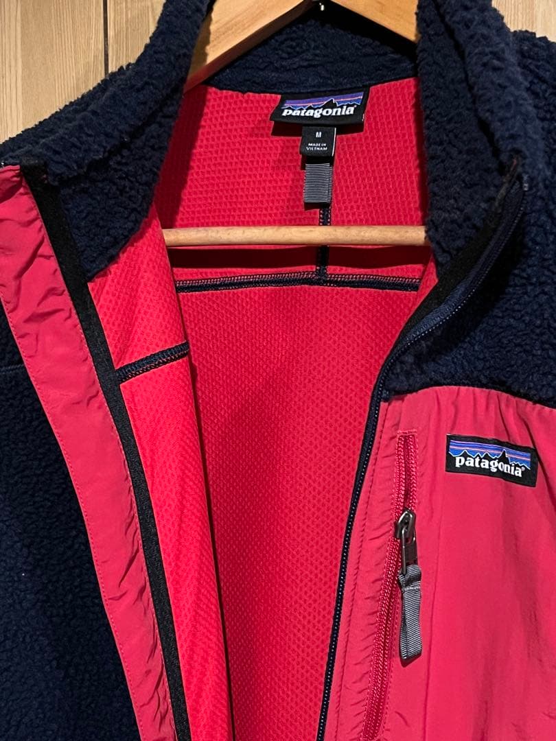 patagonia フリースベスト M ネイビー/レッド レトロX