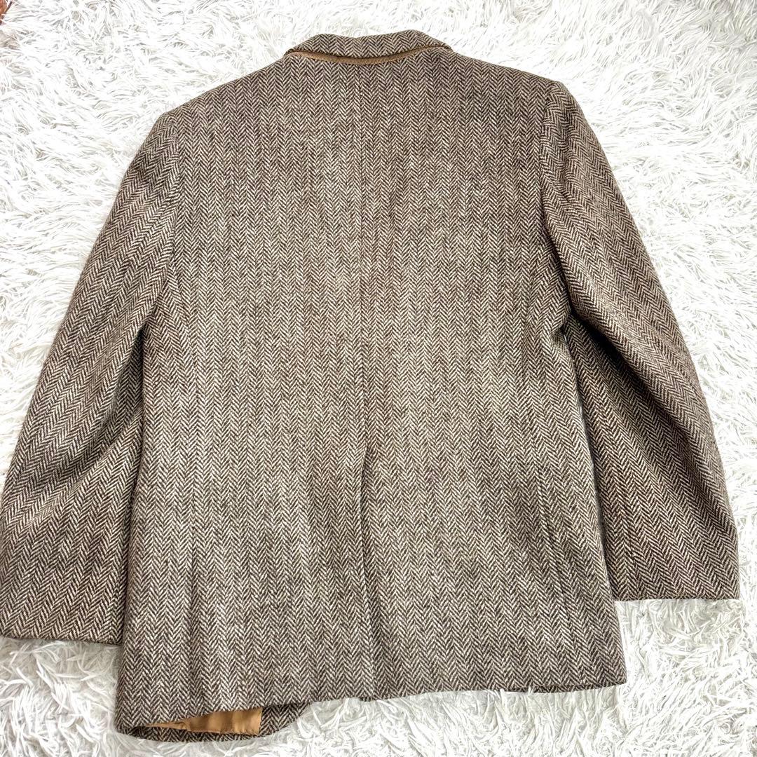 ✨美品✨ハリスツイード テーラード くるみボタン ヘリンボーン ブラウン