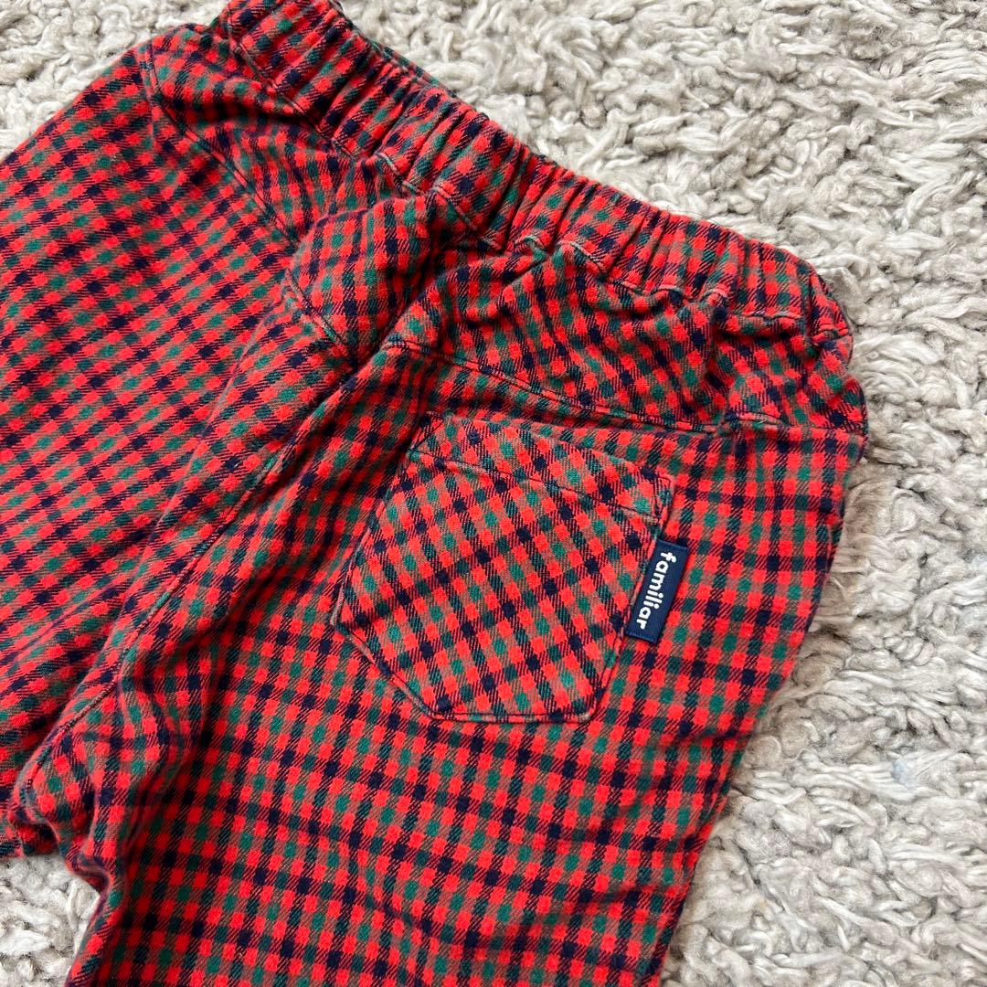 familiar 90cm 長袖カットソー・ファミリアチェックズボンセット