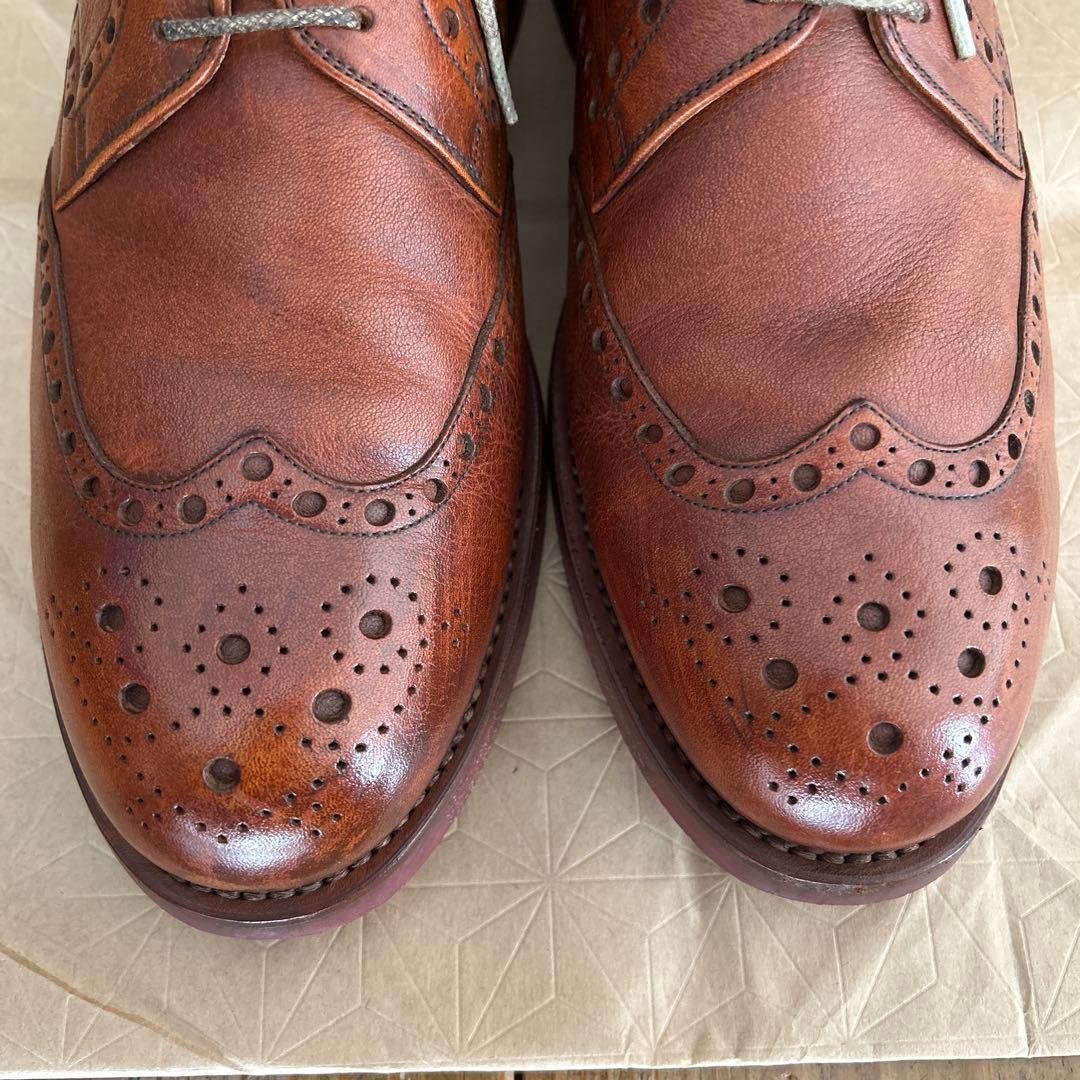 【美品】スコッチグレイン　ウィングチップ ブラウンレザー ドレスシューズ
