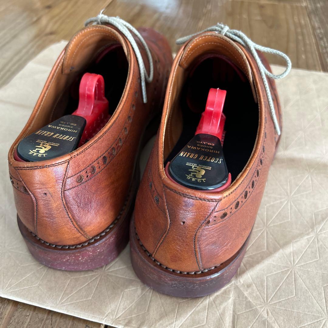【美品】スコッチグレイン　ウィングチップ ブラウンレザー ドレスシューズ