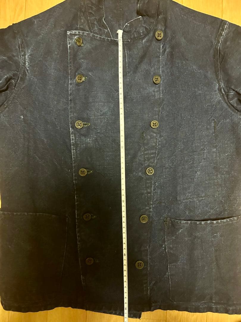 【極美品】 ビンテージ インディゴリネン ダブルブレスト メカニック ジャケット