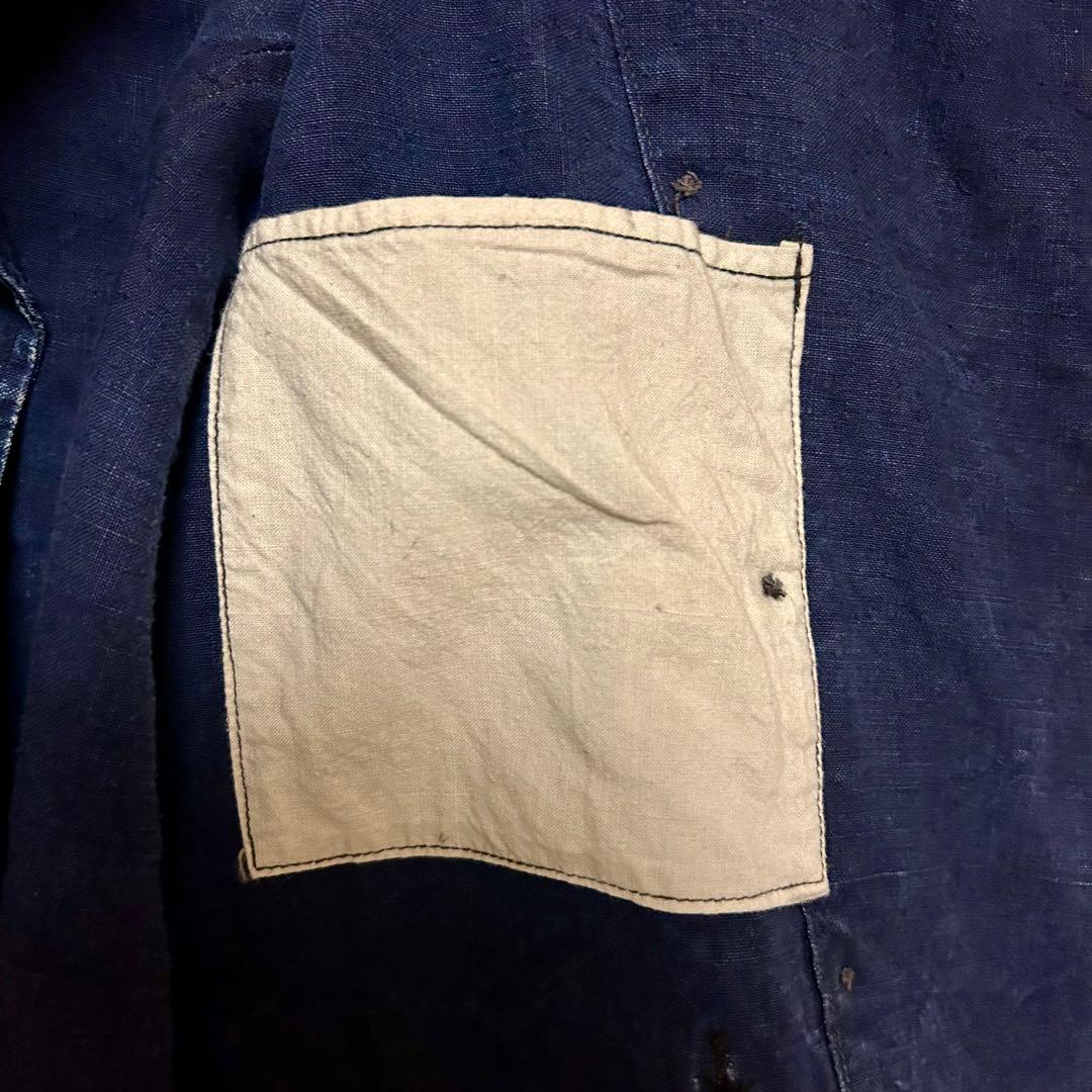 【極美品】 ビンテージ インディゴリネン ダブルブレスト メカニック ジャケット