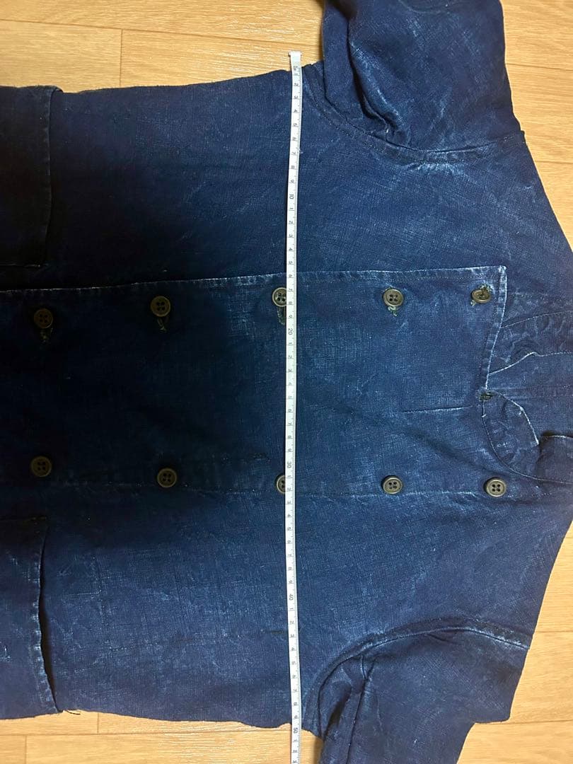 【極美品】 ビンテージ インディゴリネン ダブルブレスト メカニック ジャケット