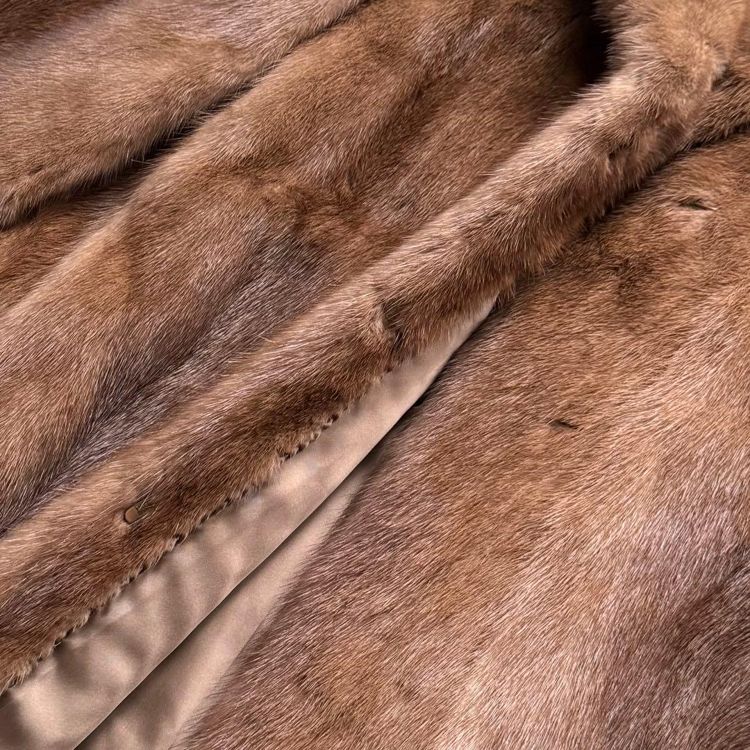 本毛皮☆デミバフミンク サガミンク ファーコート なめし柔らか◎ 毛艶◎ 15号