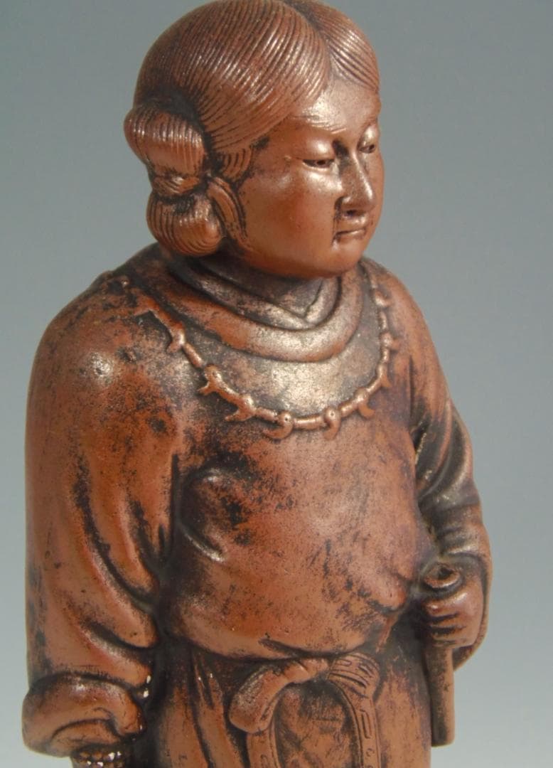 古備前焼 置物 日本武尊像 人物 備前焼 古備前 骨董品 レア古備前・レア備前焼