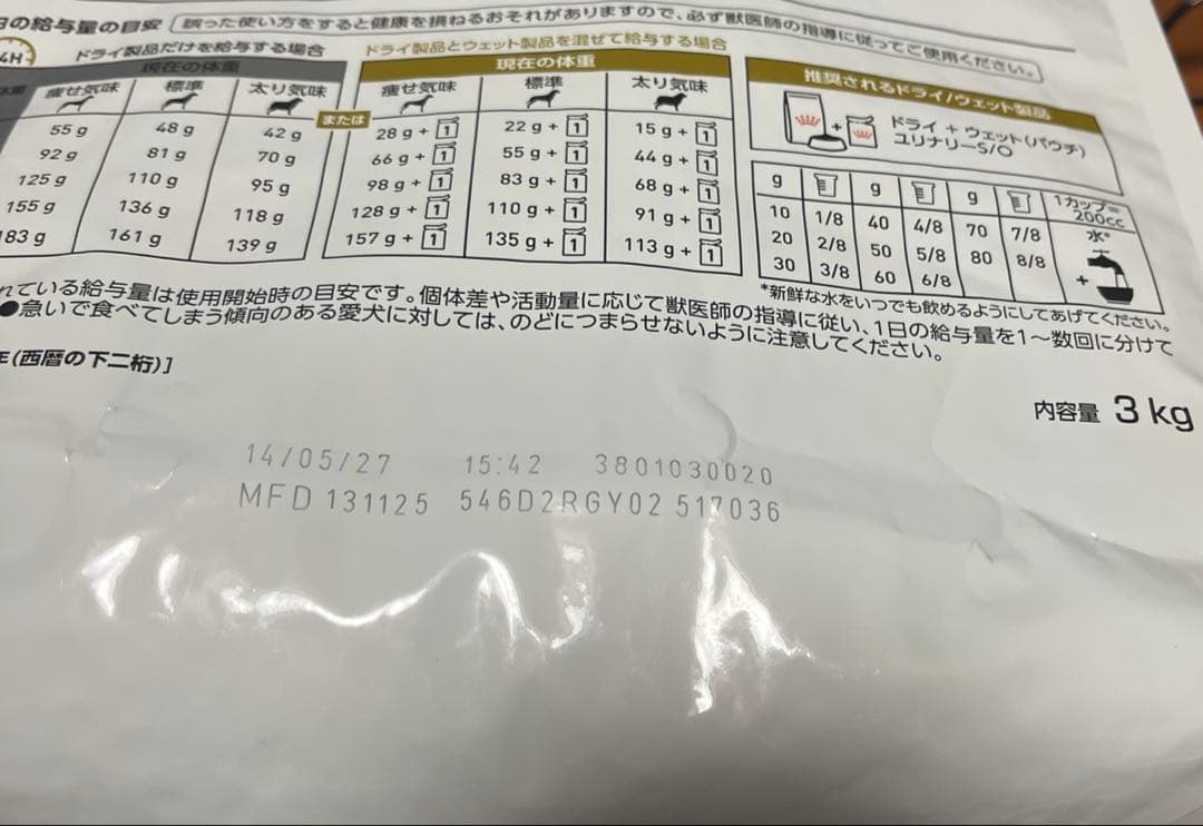 ロイヤルカナン　ユリナリー　s/o 3kg 小型犬S 獣医師専用　新品未使用