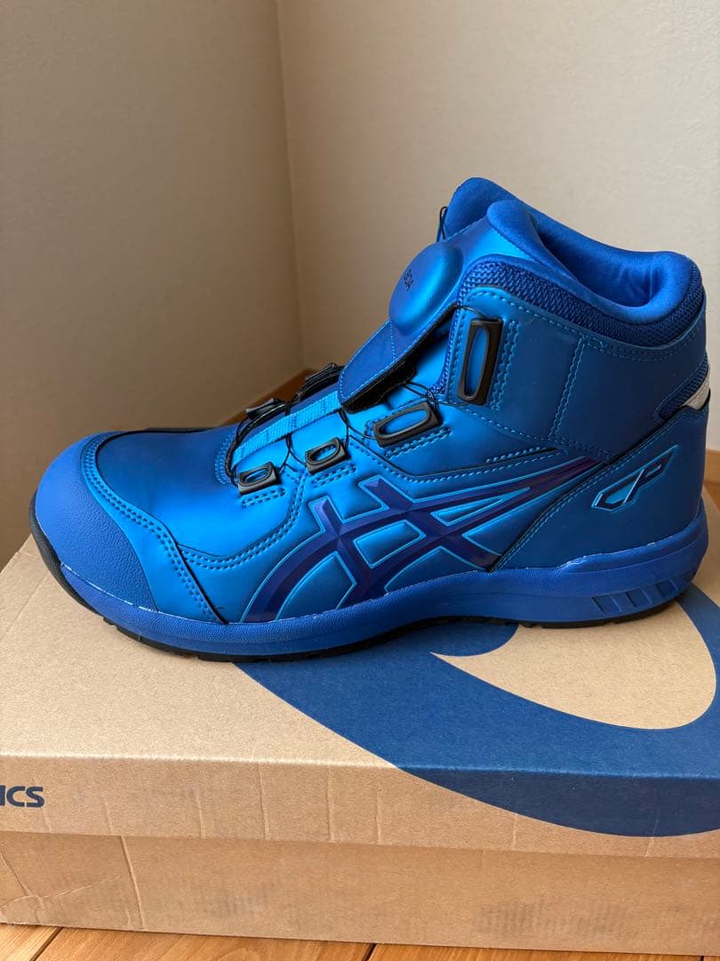 ASICS 青 ハイカット安全靴