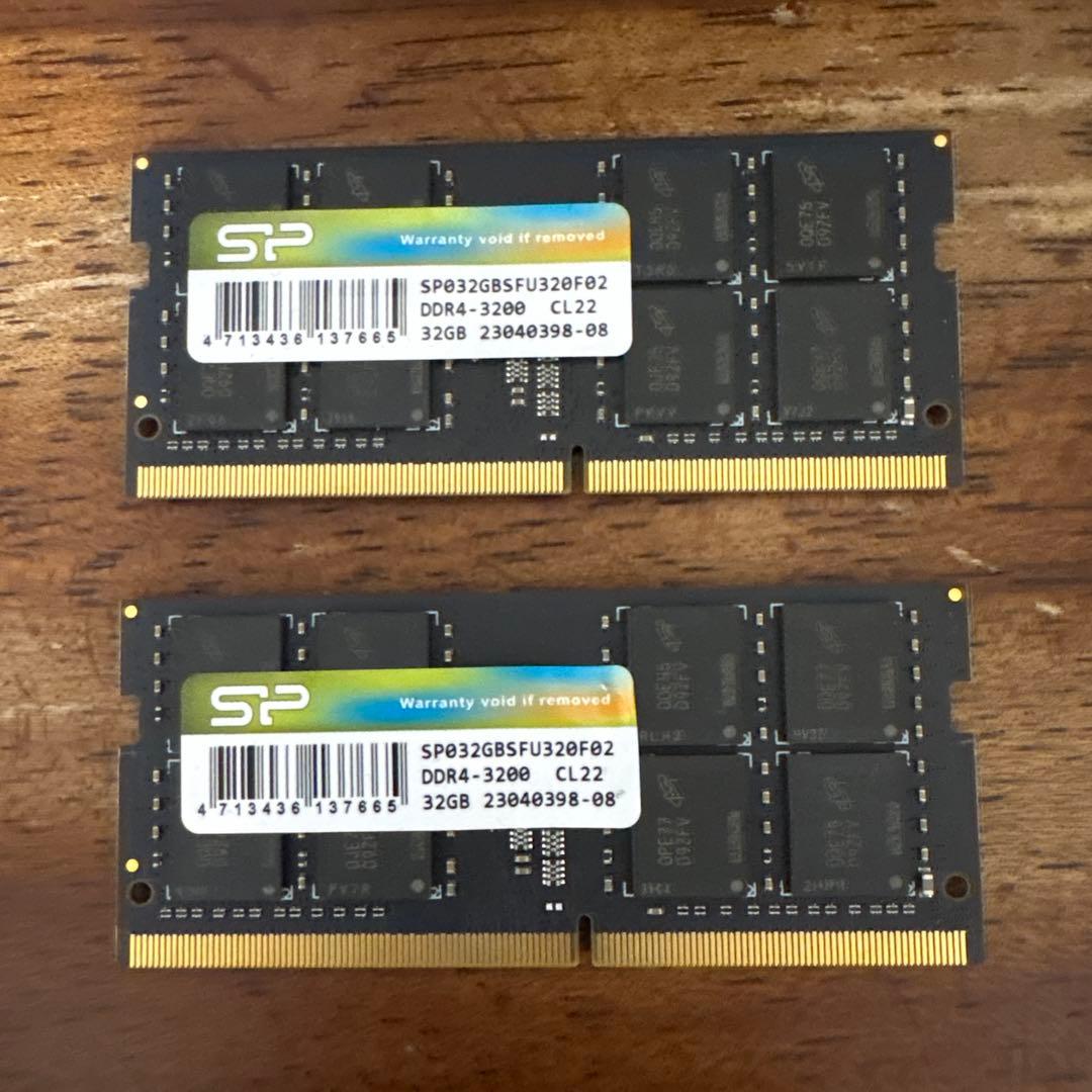 SP シリコンパワー 32GB２枚＝64GB DDR4 3200MHz メモリ