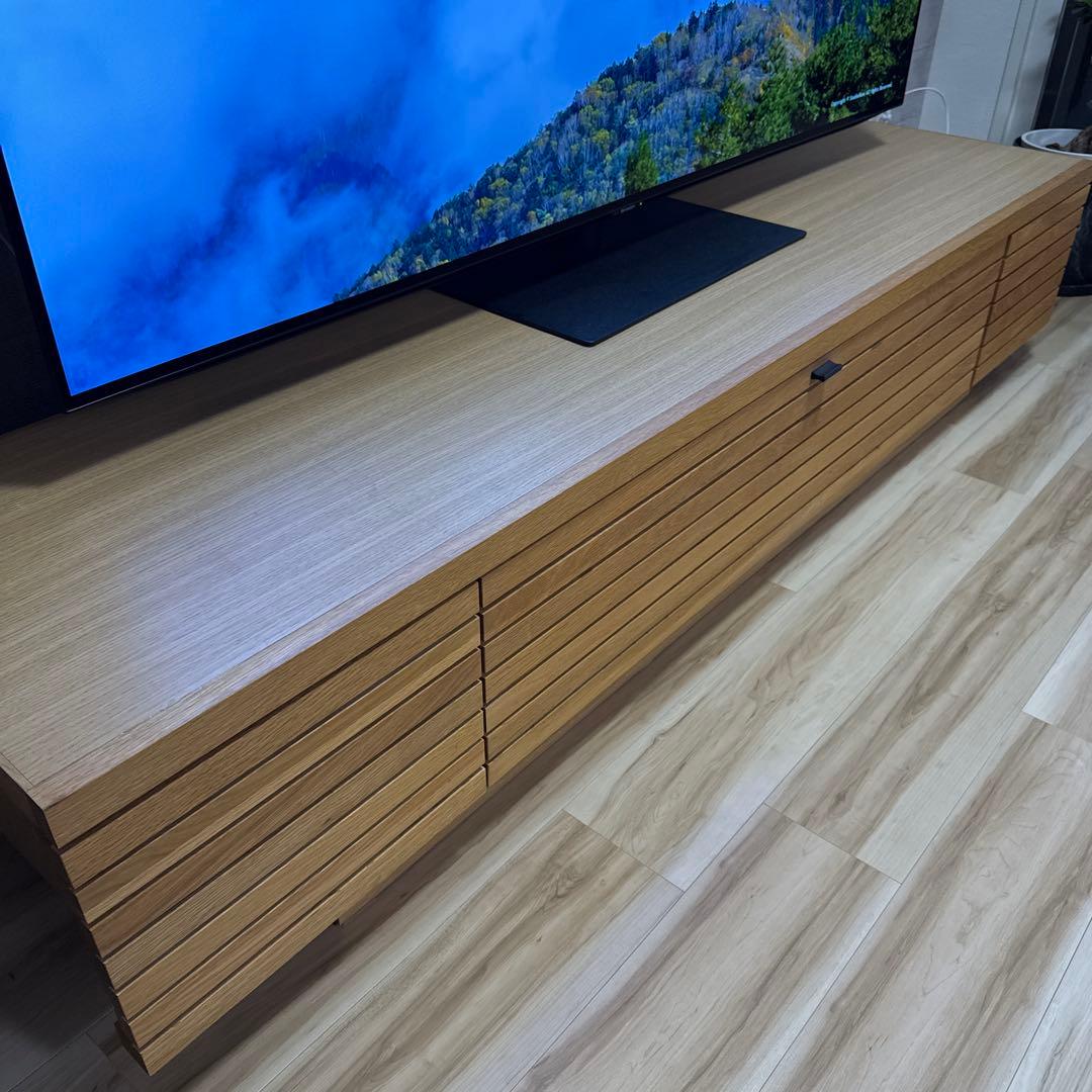 美品 テレビボード 幅180／ナチュラル・重厚感・65インチ対応