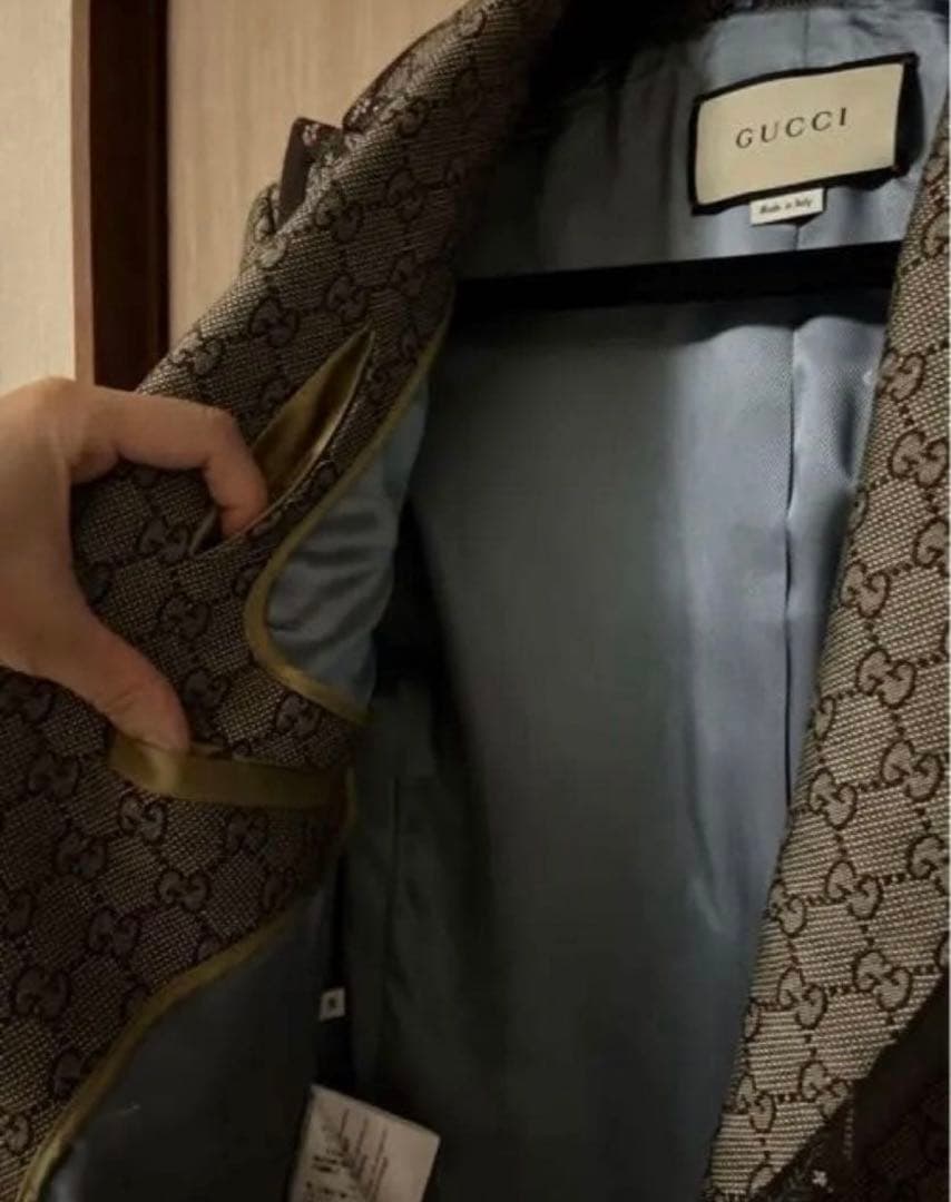 GUCCI テーラードジャケット ベージュ GGパターン