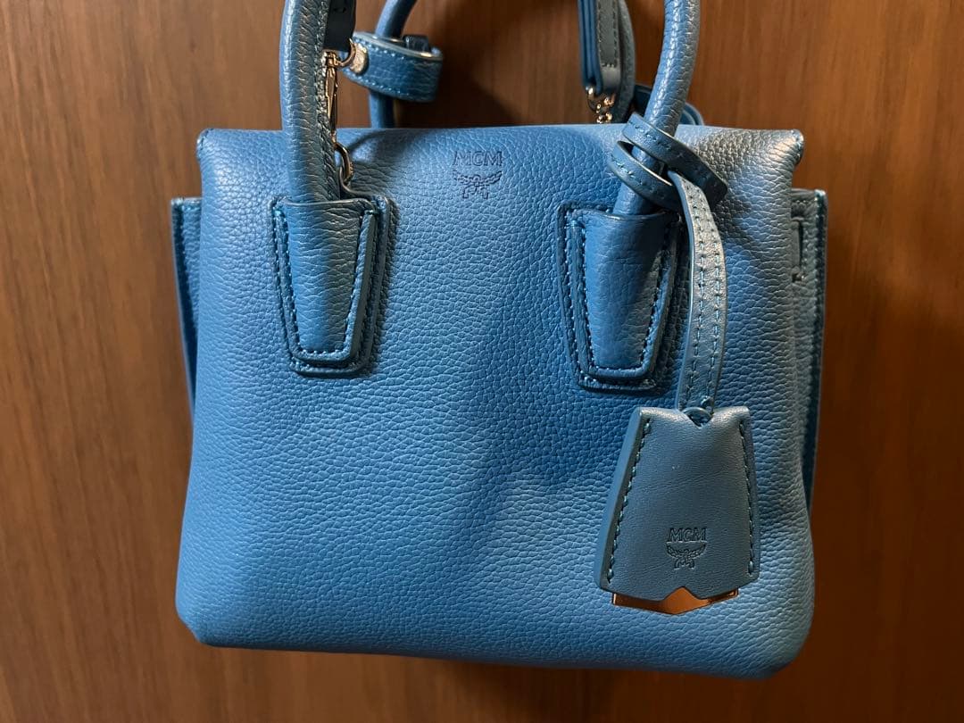 MCM クロスボディバッグ　ブルー牛革