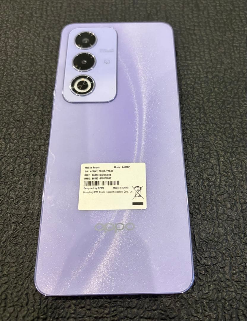 OPPO A3 5G パープル　クリアケース付き　強化ガラスフィルム装着済み