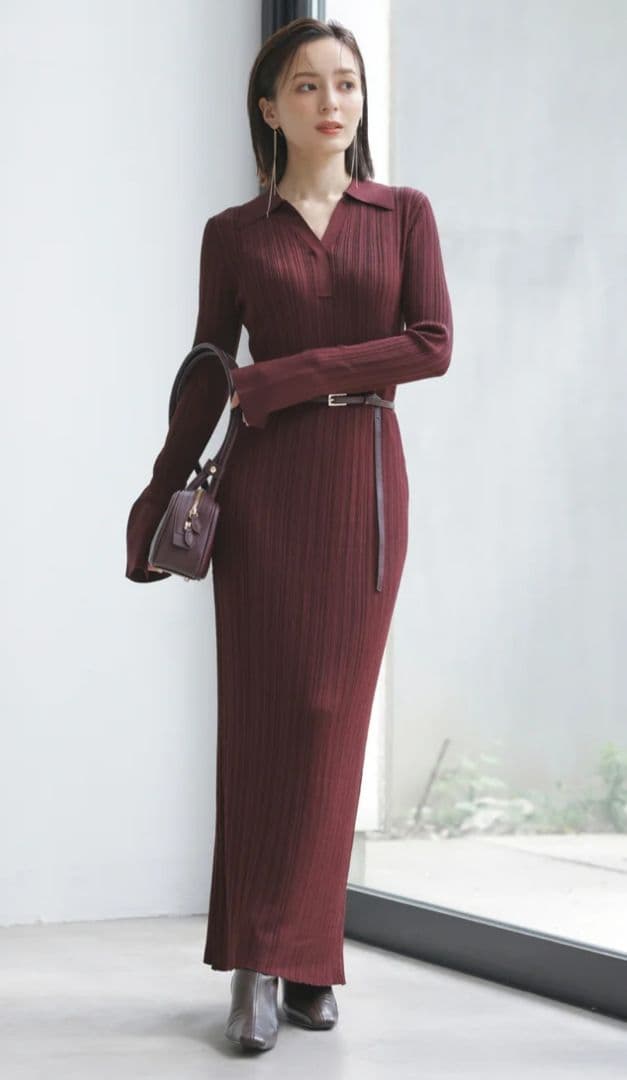 anuans スキッパータイトワンピース