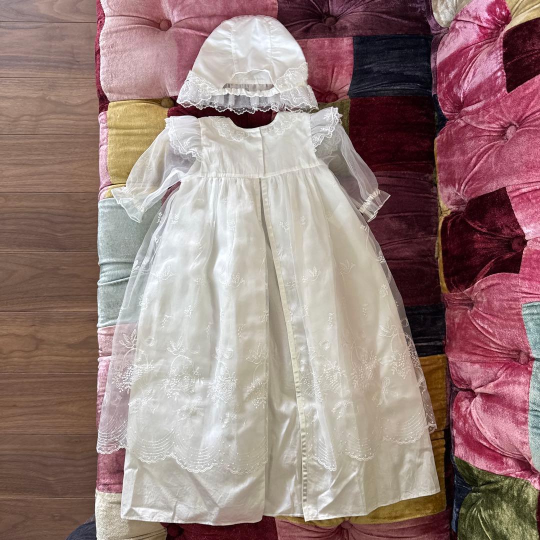ファミリア　ベビードレス　セレモニードレス　帽子と肌着付き　50