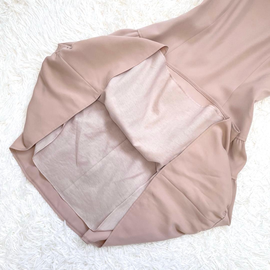 美品✨️ルネ ひざ丈ワンピース ティアード ノースリーブ ピンクベージュ 36