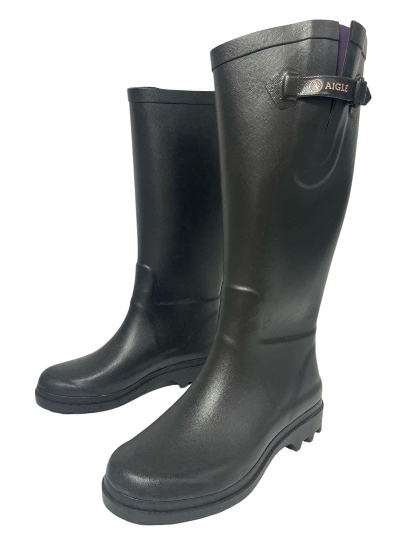 ⭐️未使用級⭐️AIGLEレインブーツ ラバーブーツ　23.5㎝〜24.0㎝ 黒