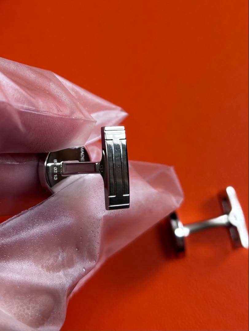 【正規品・付属品完備】HERMES カフリンクス リコル2 シルバー×ネイビー