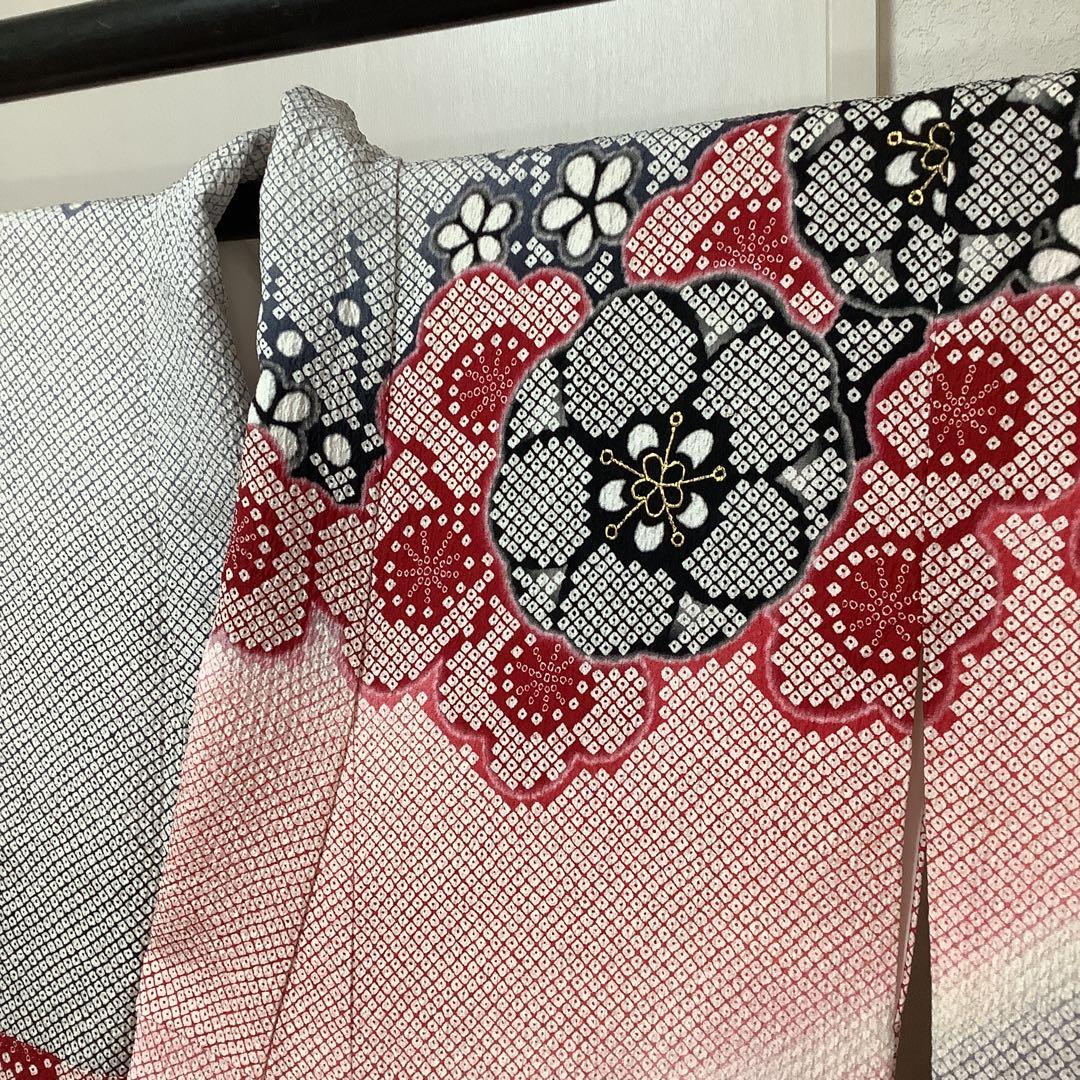 【惣次郎】小さめサイズ！やまと謹製！正絹振袖・長襦袢セット〜鹿子柄地に梅〜