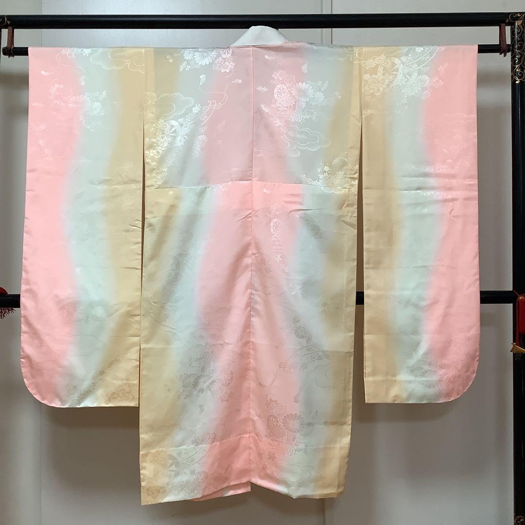 【惣次郎】小さめサイズ！やまと謹製！正絹振袖・長襦袢セット〜鹿子柄地に梅〜