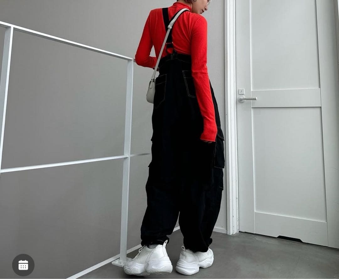 cft. ステッチサスペンダーカーゴパンツ ブラック