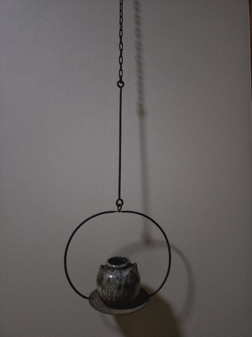 鉄製 吊るし灯火器 花器 花入れ 古道具 古民具 行燈 行火 灯明