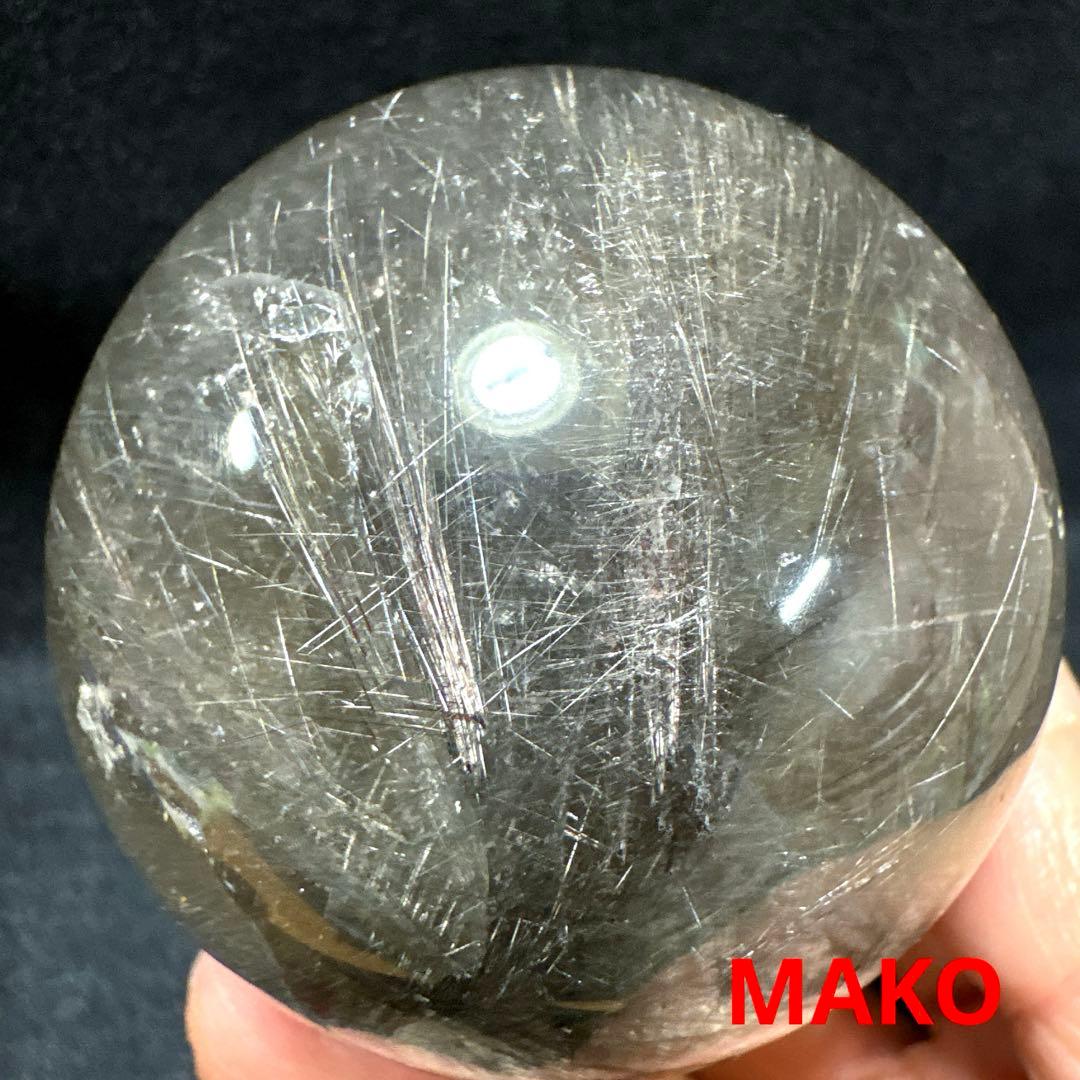 M1806☆ルチルクォーツ丸玉62mm328g☆天然石　原石☆N50807-B