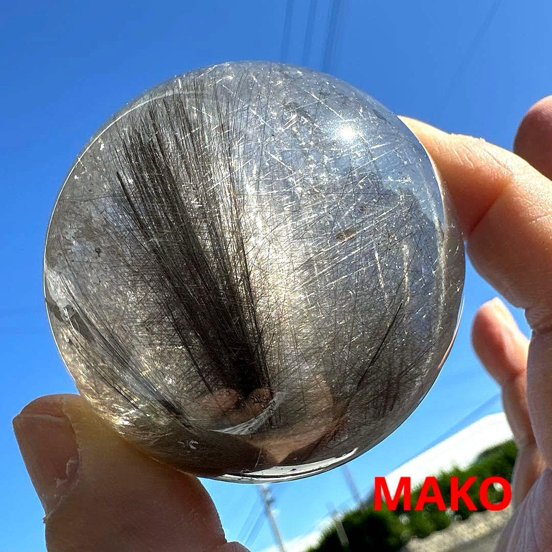 M1806☆ルチルクォーツ丸玉62mm328g☆天然石　原石☆N50807-B