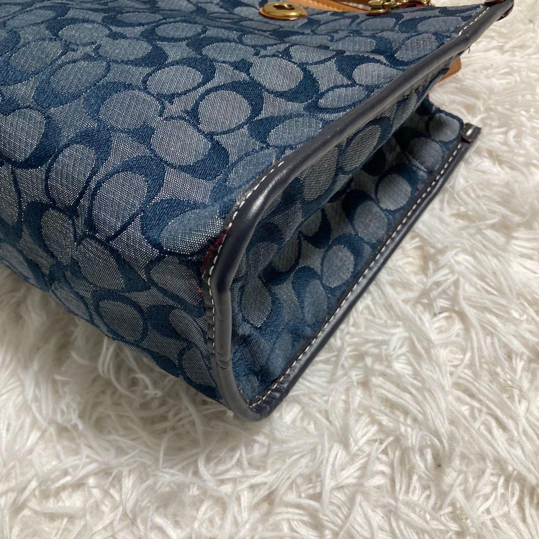 極美品　現行　コーチ　ショルダーバッグ　トート　22　シグネチャー　シャンブレー