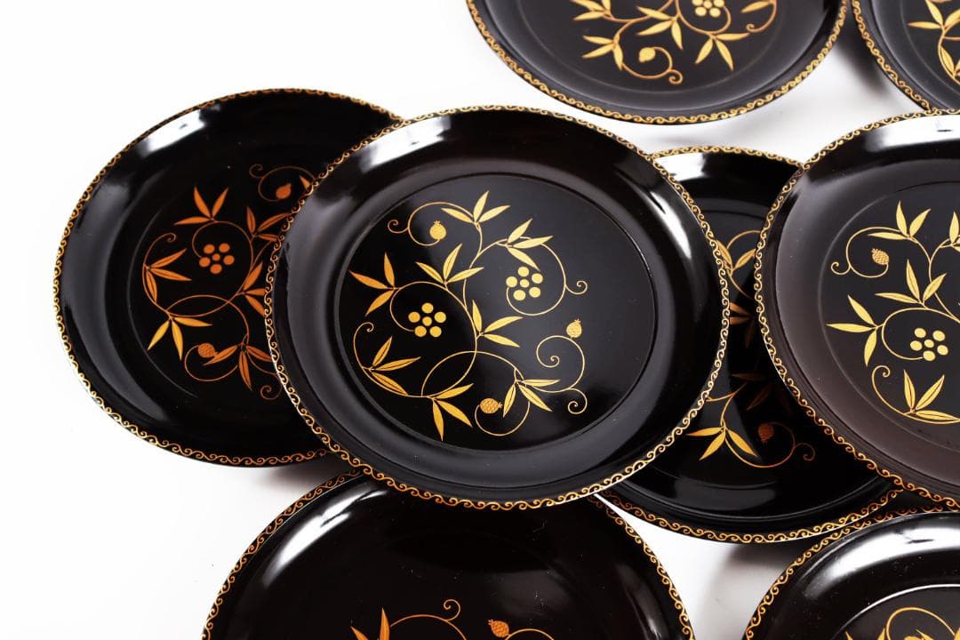 木地金蒔絵 銘々盆 花蒔絵 二十客 皿 茶道具