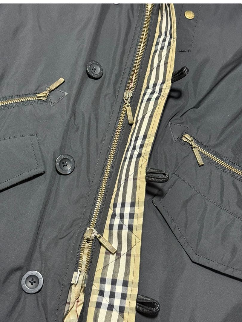 バーバリーブラックレーベル　ロングモッズコート　黒　Lサイズ