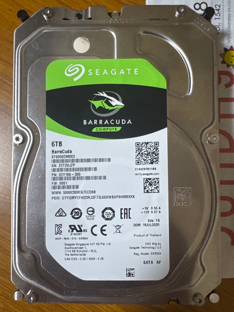 Seagate 6TB HDD ST6000DM003 動作良好 バラクーダ