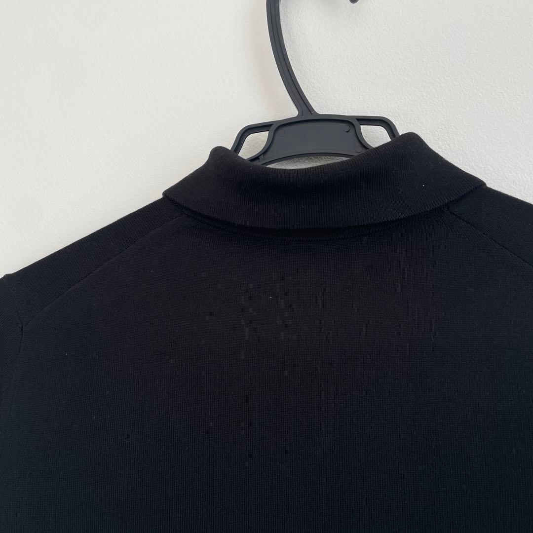 TOMORROWLAND 今期シルクコットン ニットポロシャツ黒 長袖ブラックS