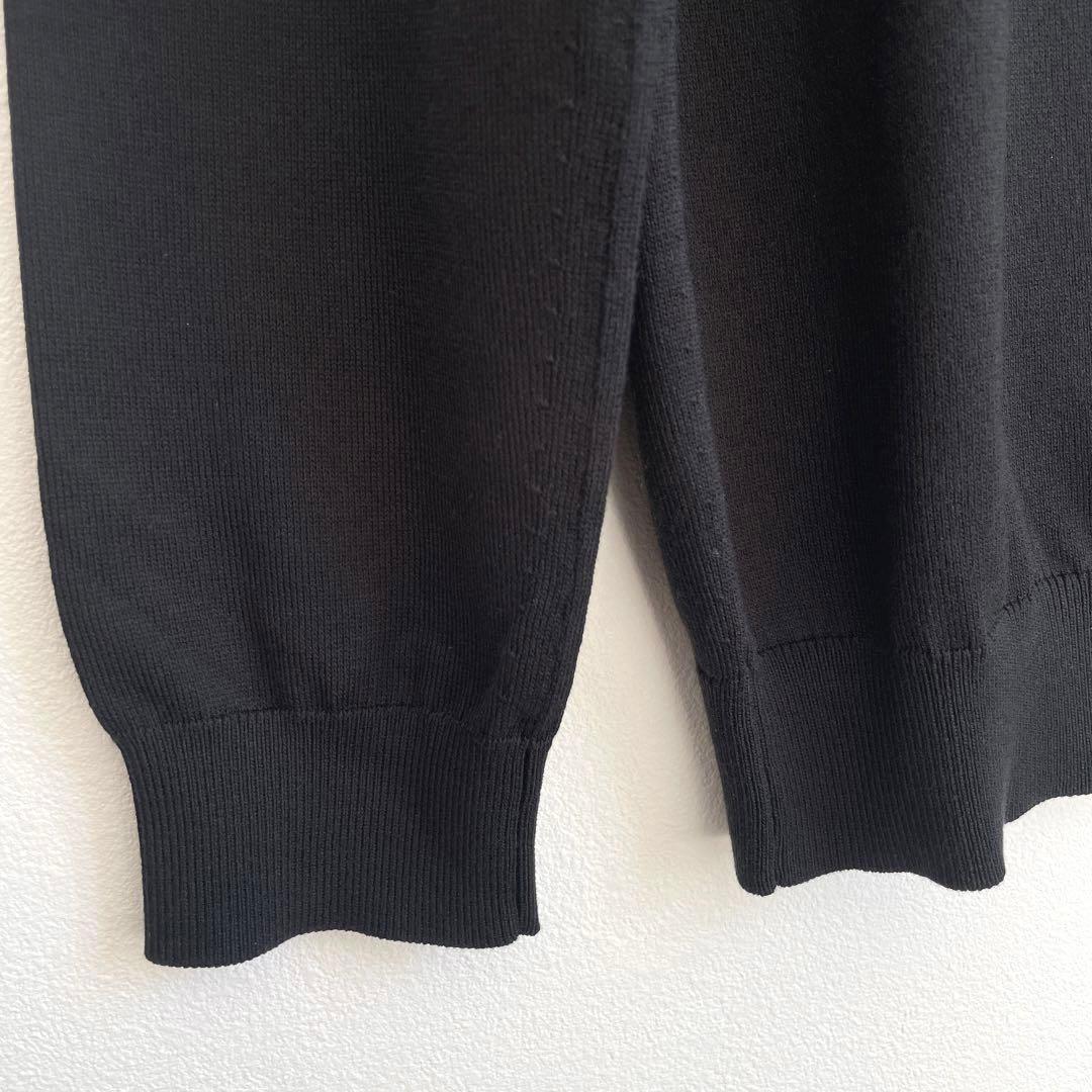 TOMORROWLAND 今期シルクコットン ニットポロシャツ黒 長袖ブラックS