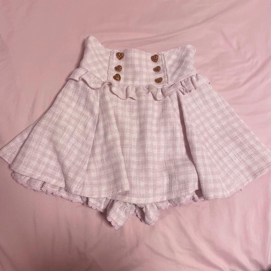 LIZLISA ギンガムツイードスカパン ピンク