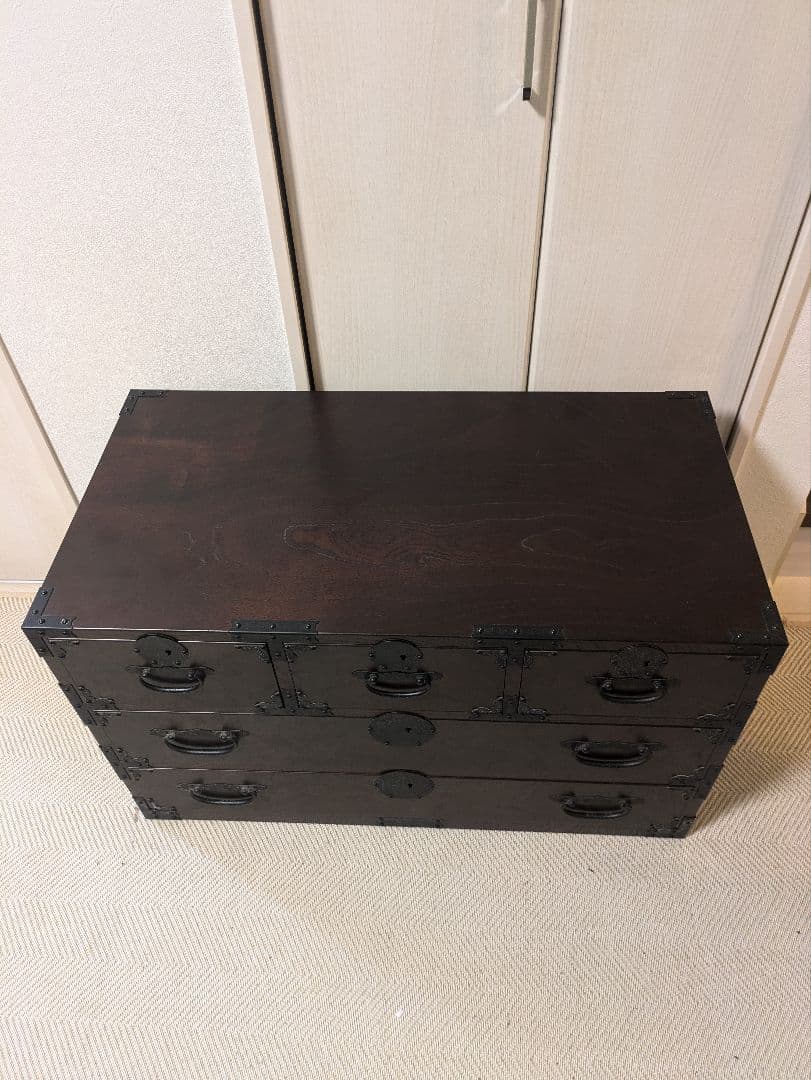 青木産業　箪笥　民芸家具　欅　チェスト　鍵付き