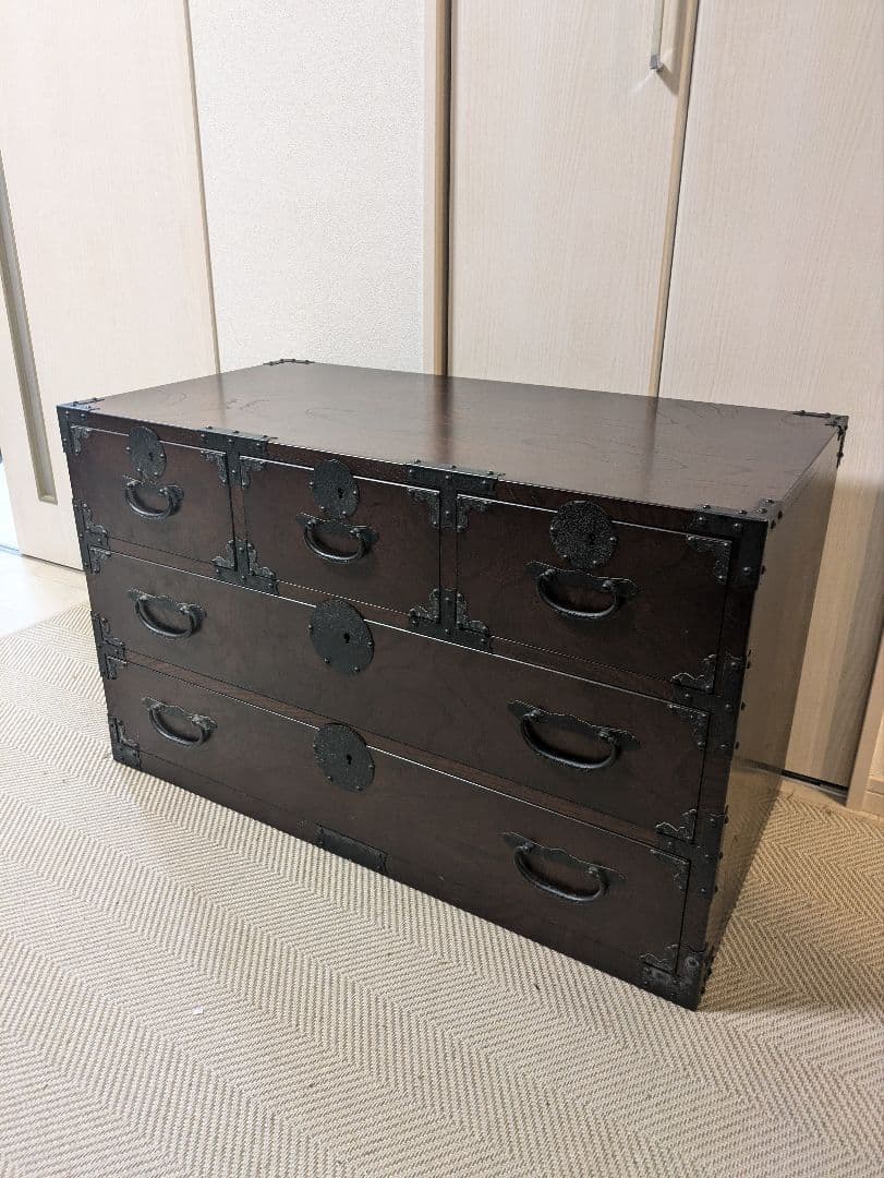 青木産業　箪笥　民芸家具　欅　チェスト　鍵付き