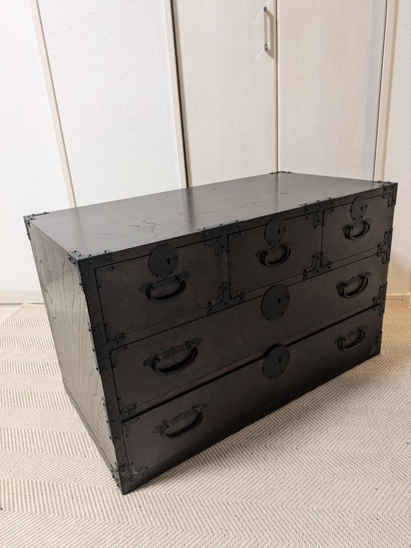 青木産業　箪笥　民芸家具　欅　チェスト　鍵付き