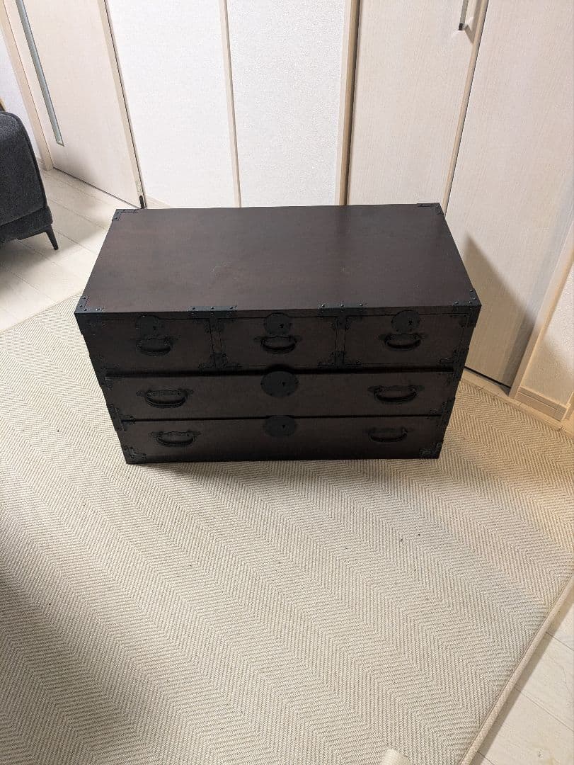 青木産業　箪笥　民芸家具　欅　チェスト　鍵付き