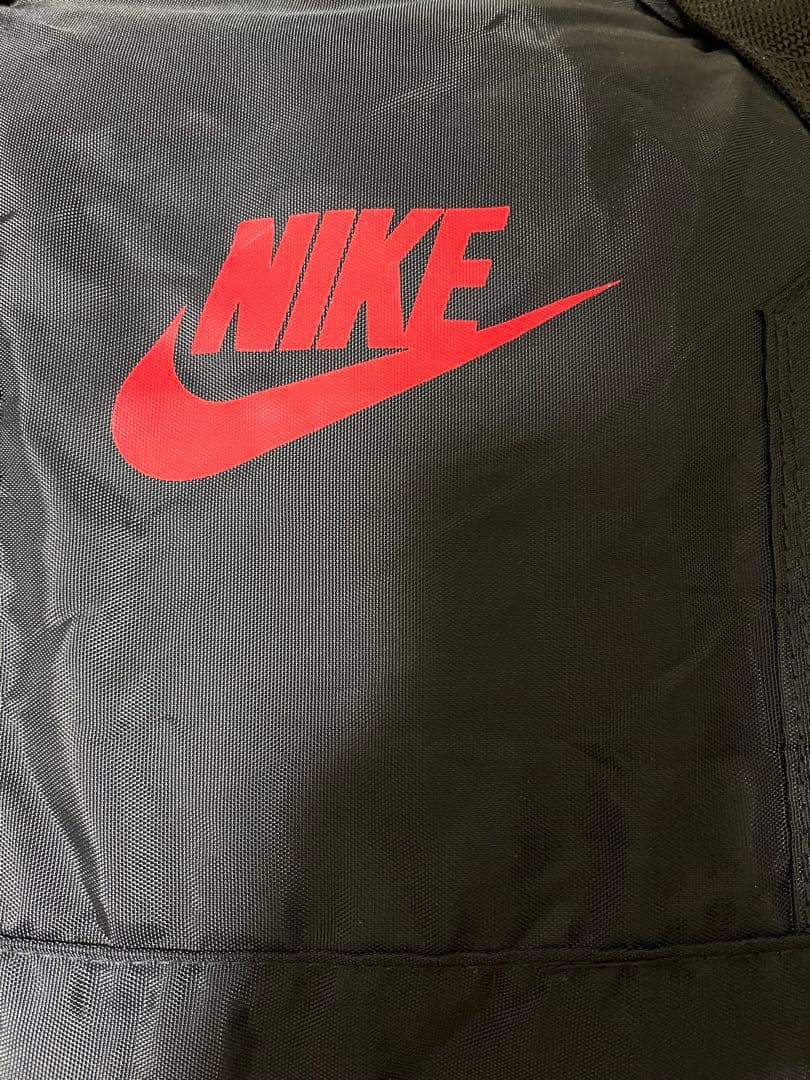 JORDAN NIKE 【90s未使用タグ付銀タグ】ボストンバッグ黒赤　刺繍ロゴ