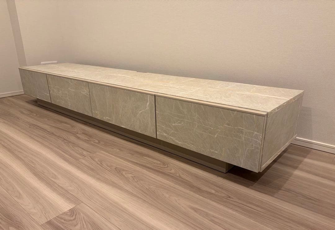 [幅210] LOWYA ローテレビ台 ストーン柄 ホワイト 2024年製