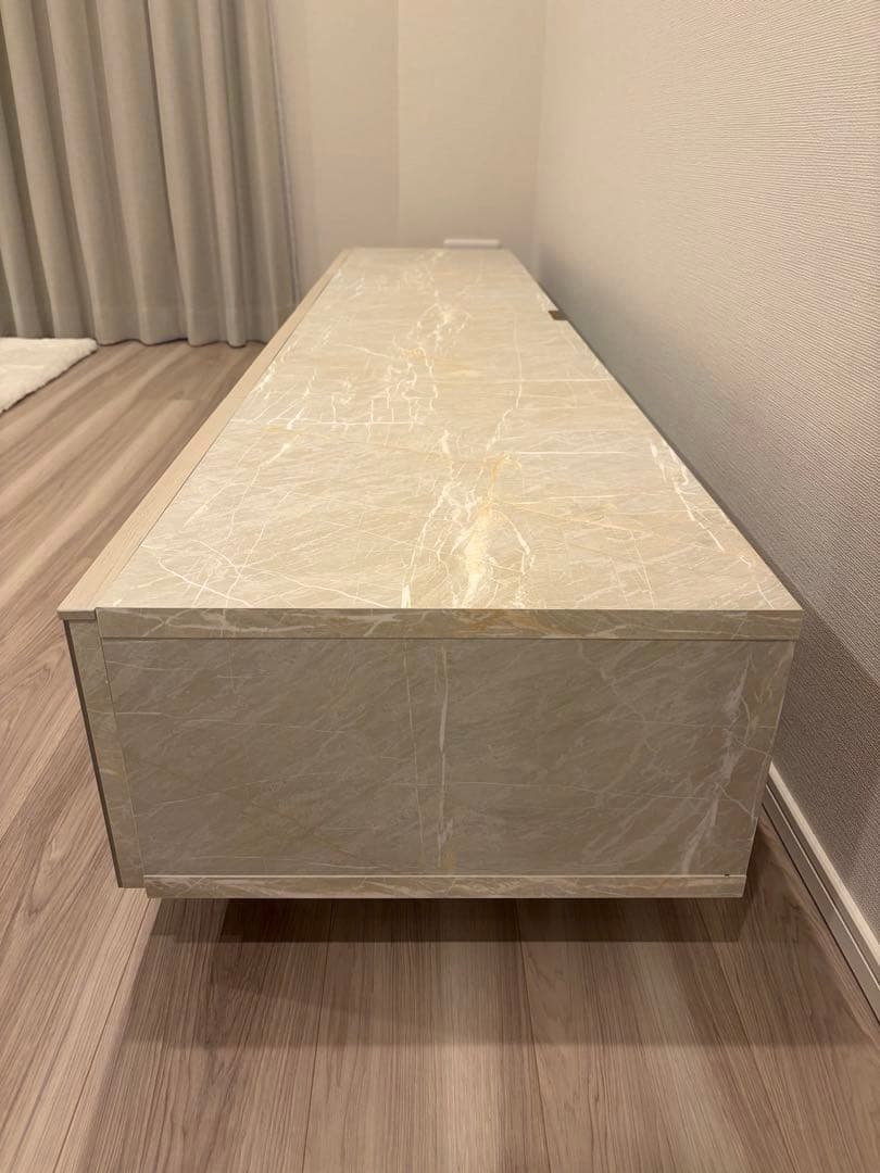 [幅210] LOWYA ローテレビ台 ストーン柄 ホワイト 2024年製