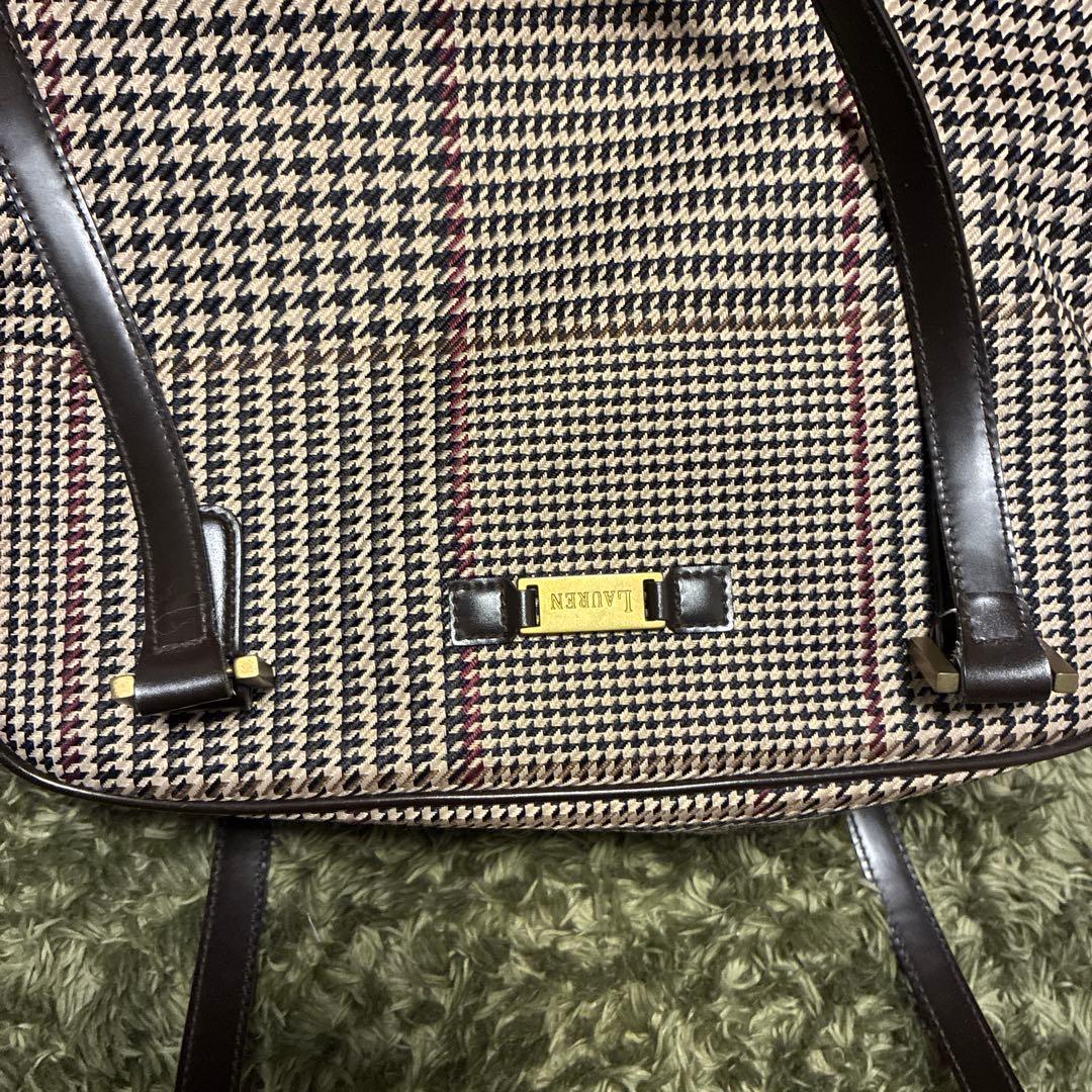 美品✨ラルフローレン 千鳥格子 ハンドバッグ ショルダーバッグ 持ち手長め