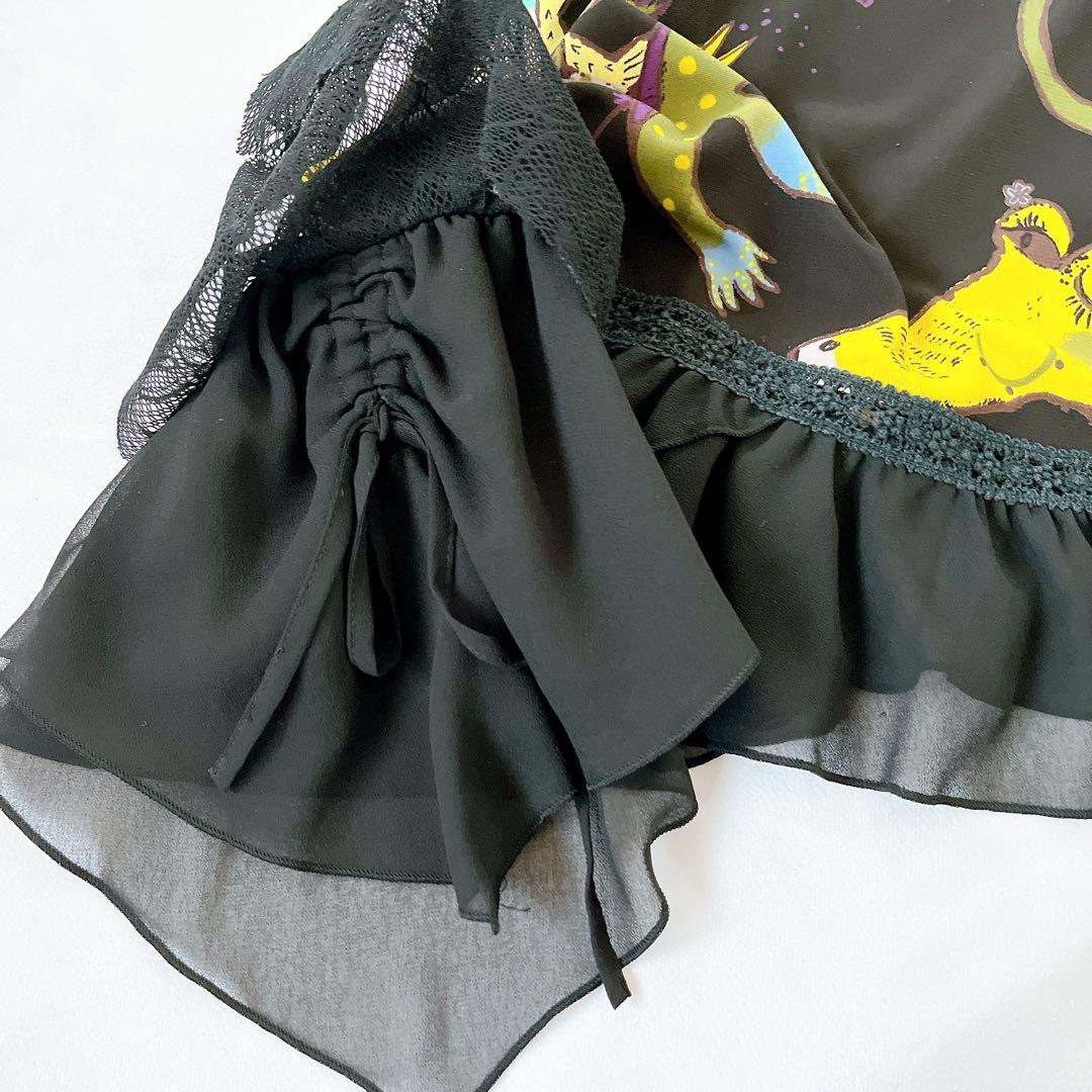 TOKUKO 裾フリル　アニマル柄ロングチュニック　9号