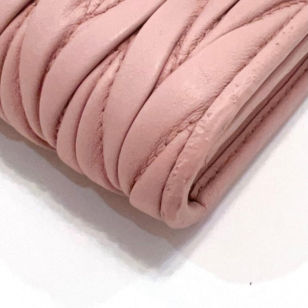 ミュウミュウ 長財布 マテラッセ ビジュー クリスタル ピンク レザー 大容量